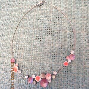 Modern Necklace with Pink and Purple Circular Accents